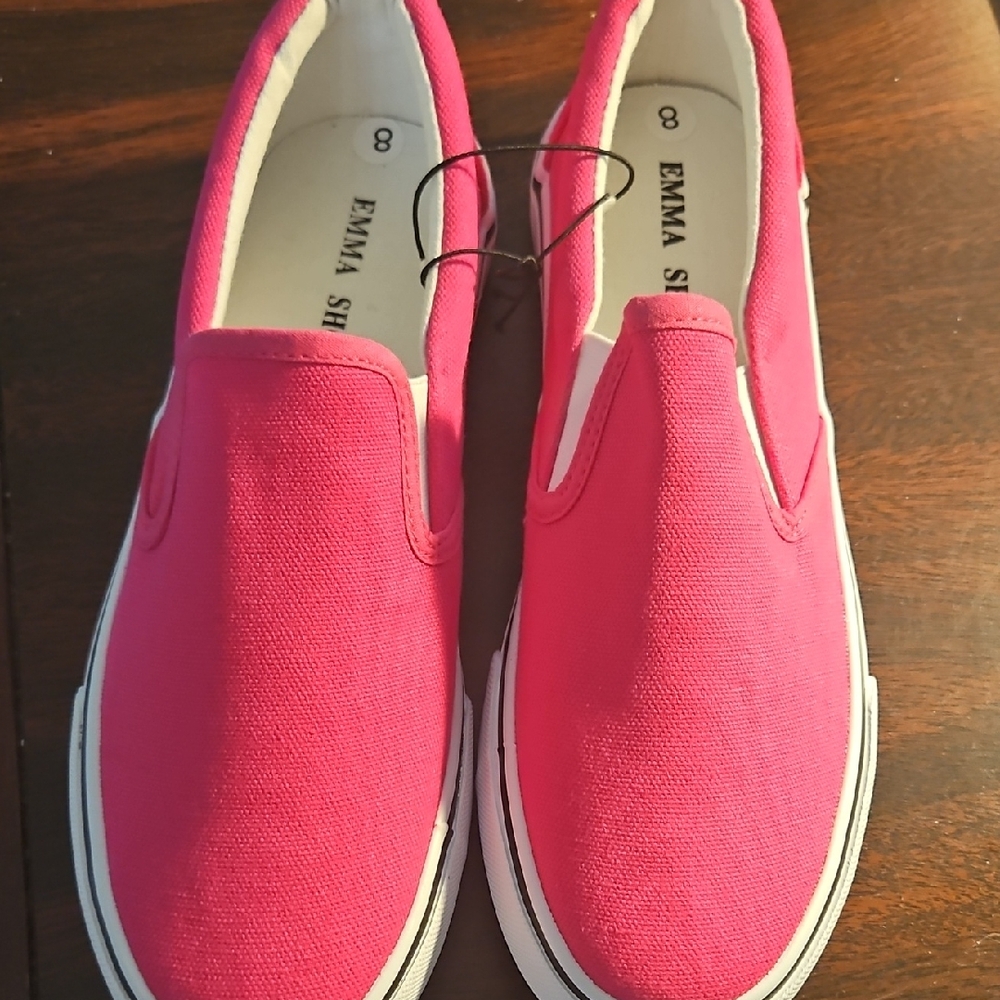 Vibrant Pink Slip-On Sneakers with White Soles